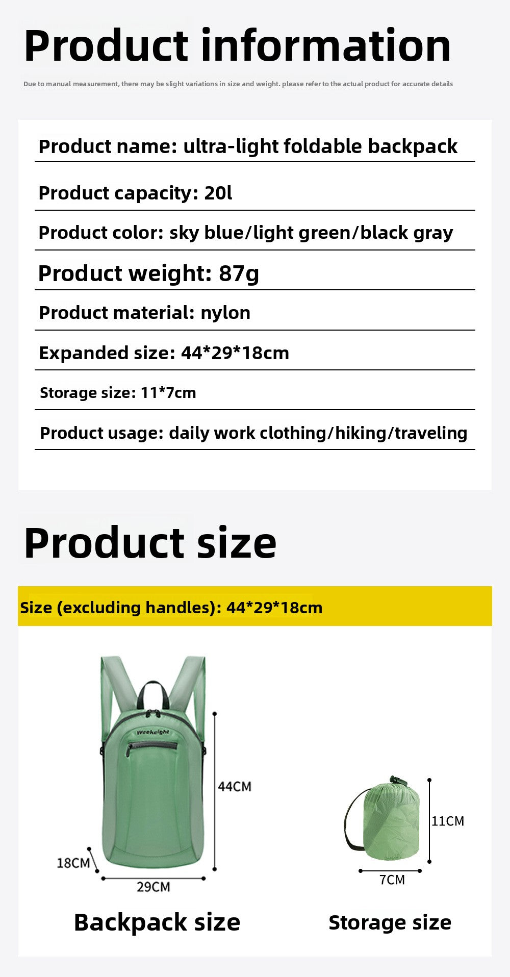 Solid Color Lightweight Hiking Backpack In Nylon For Unisex, Perfect For Summer Outdoor Activities