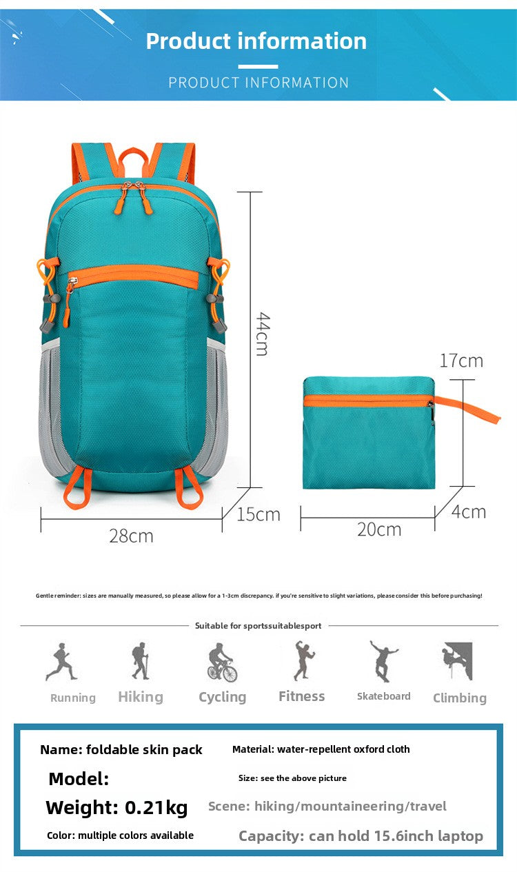 Solid Color Lightweight Hiking Backpack Made Of Durable Nylon, Unisex Design For Outdoor Adventures