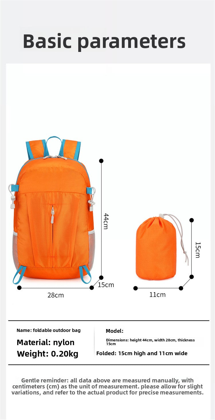 Solid Color Lightweight Hiking Backpack In Durable Nylon Material, Unisex Design For Outdoor Adventures