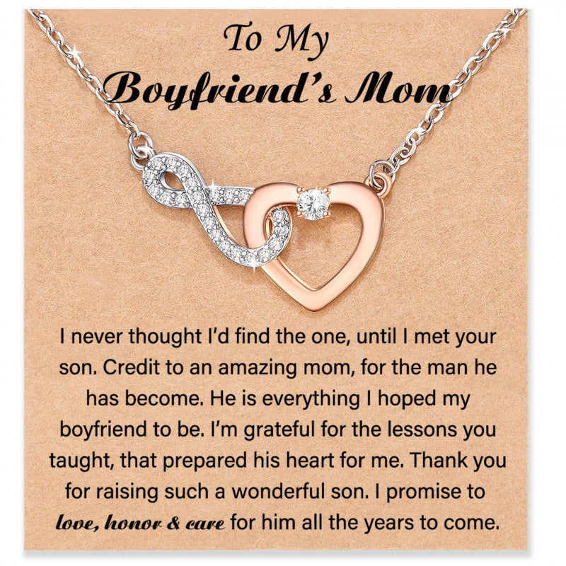 Heart Shape Rose Gold Necklace For Women Featuring Zinc Alloy Pendant With Rhinestones On A Slider Chain