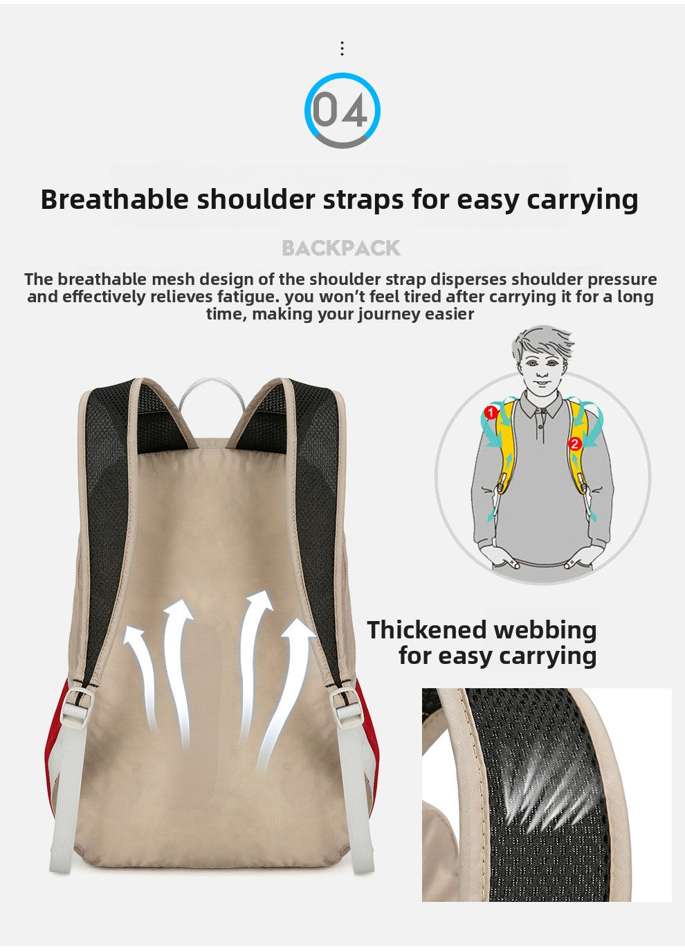 Lightweight Hiking Backpack Made Of Durable Nylon, Unisex Design Suitable For Spring Outdoor Activities