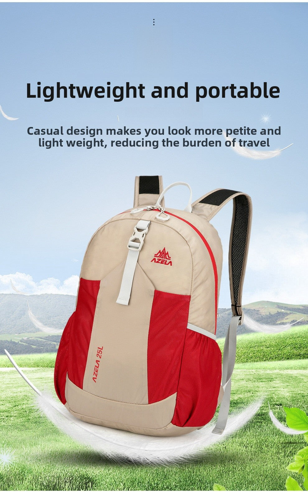 Lightweight Hiking Backpack Made Of Durable Nylon, Unisex Design Suitable For Spring Outdoor Activities