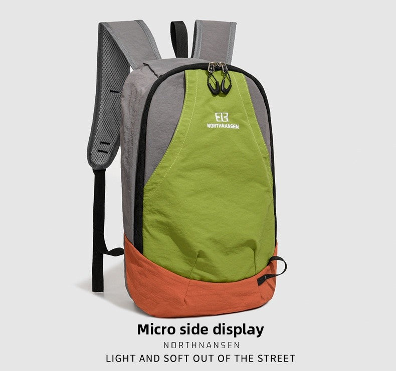 Color Block Nylon School Backpack With Sewing Thread Detail, Outdoor Casual Backpack For  Spring And Summer