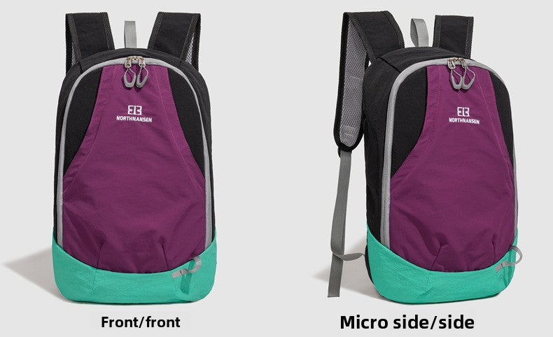 Color Block Nylon School Backpack With Sewing Thread Detail, Outdoor Casual Backpack For  Spring And Summer