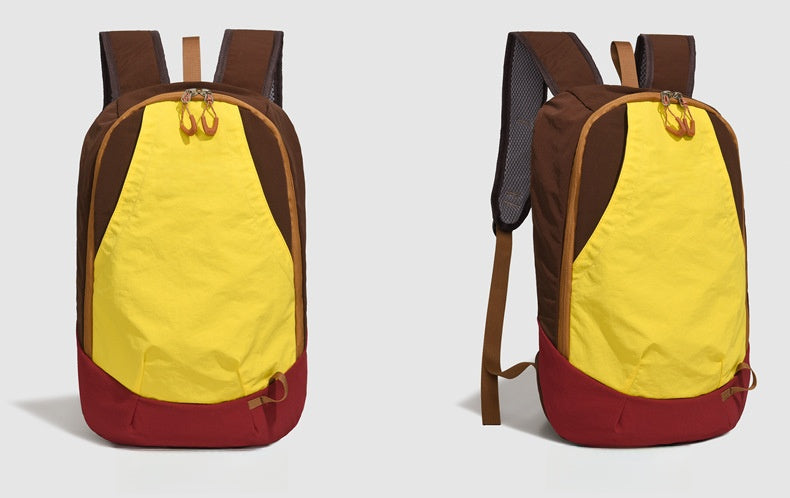 Color Block Nylon School Backpack With Sewing Thread Detail, Outdoor Casual Backpack For  Spring And Summer