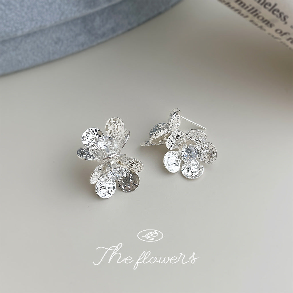 Flowers Earrings For Women Featuring Copper Ear Pins With Zircon Inlay