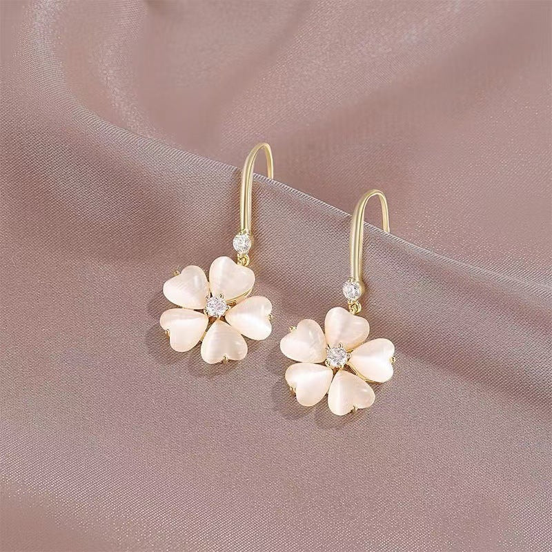 Flowers Drop Earrings For Women Featuring Electroplated Alloy With Zinc Alloy Ear Pins