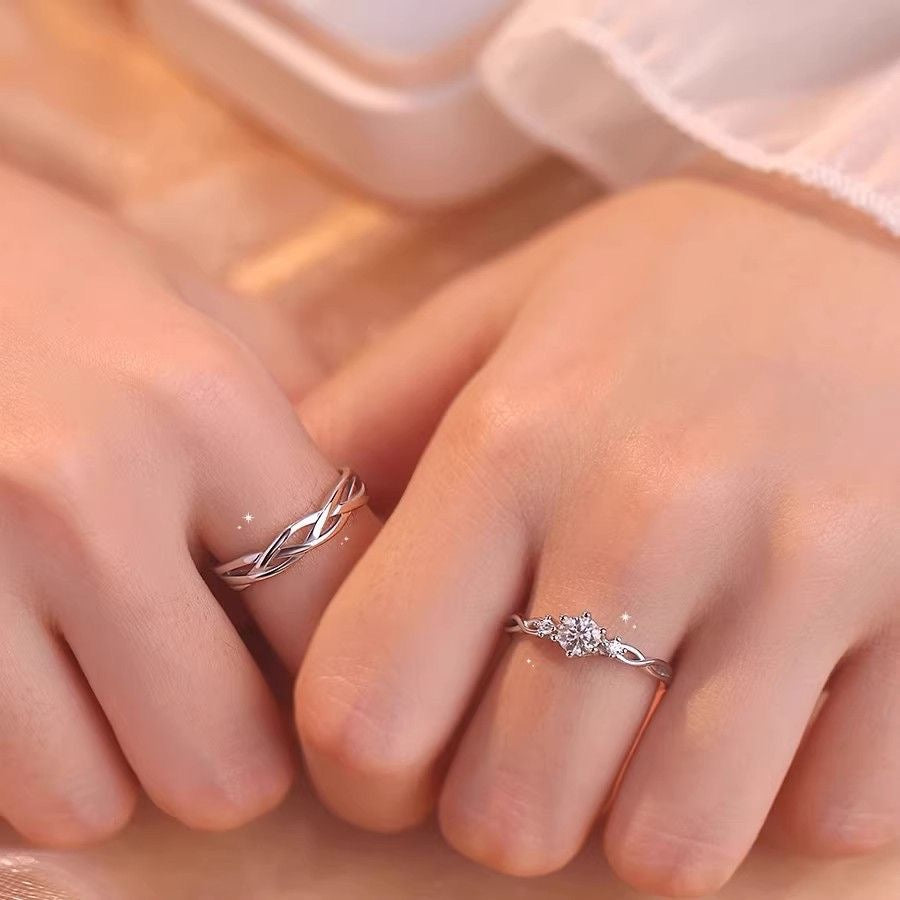 Couple Open Rings Made Of Copper With Electroplated Gold Plating Process, 1 Pair, Perfect For Valentine's Day
