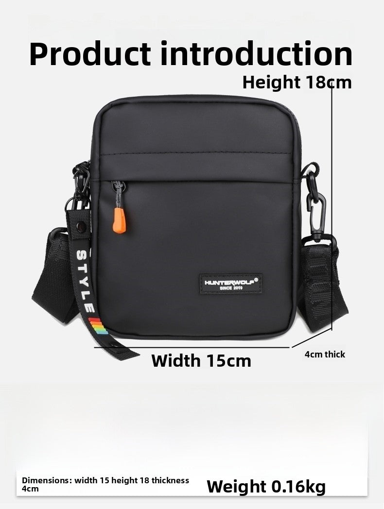 Men's Solid Color PU Leather Crossbody Bag With Ornament And Sling Strap, Perfect For Autumn