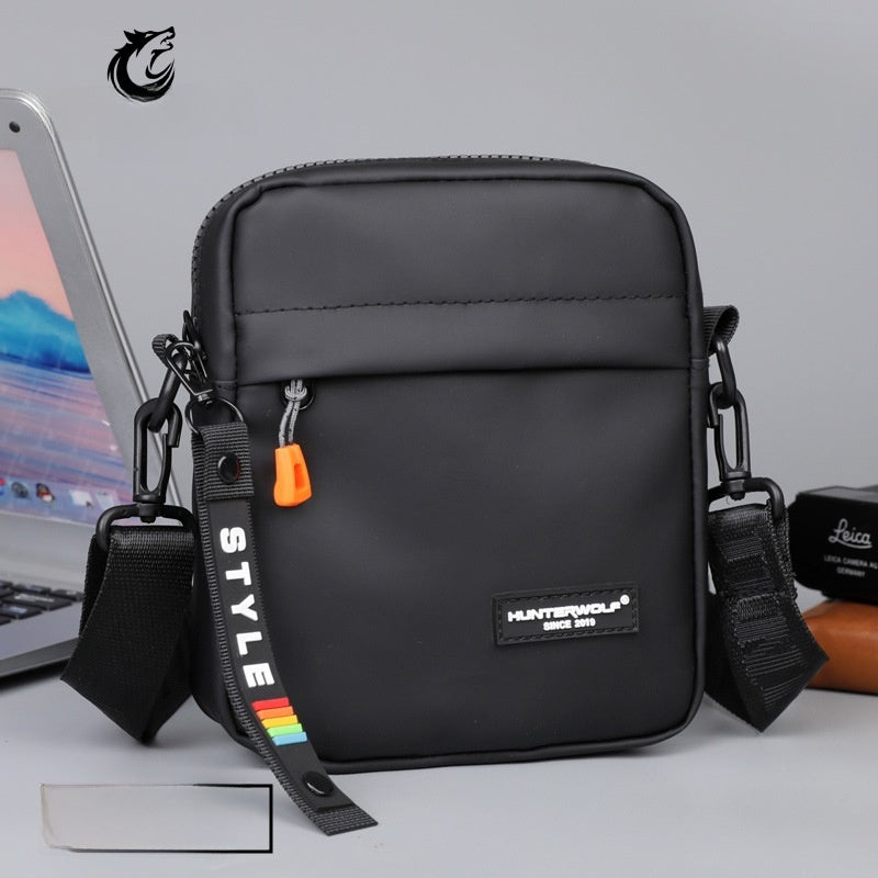 Men's Solid Color PU Leather Crossbody Bag With Ornament And Sling Strap, Perfect For Autumn