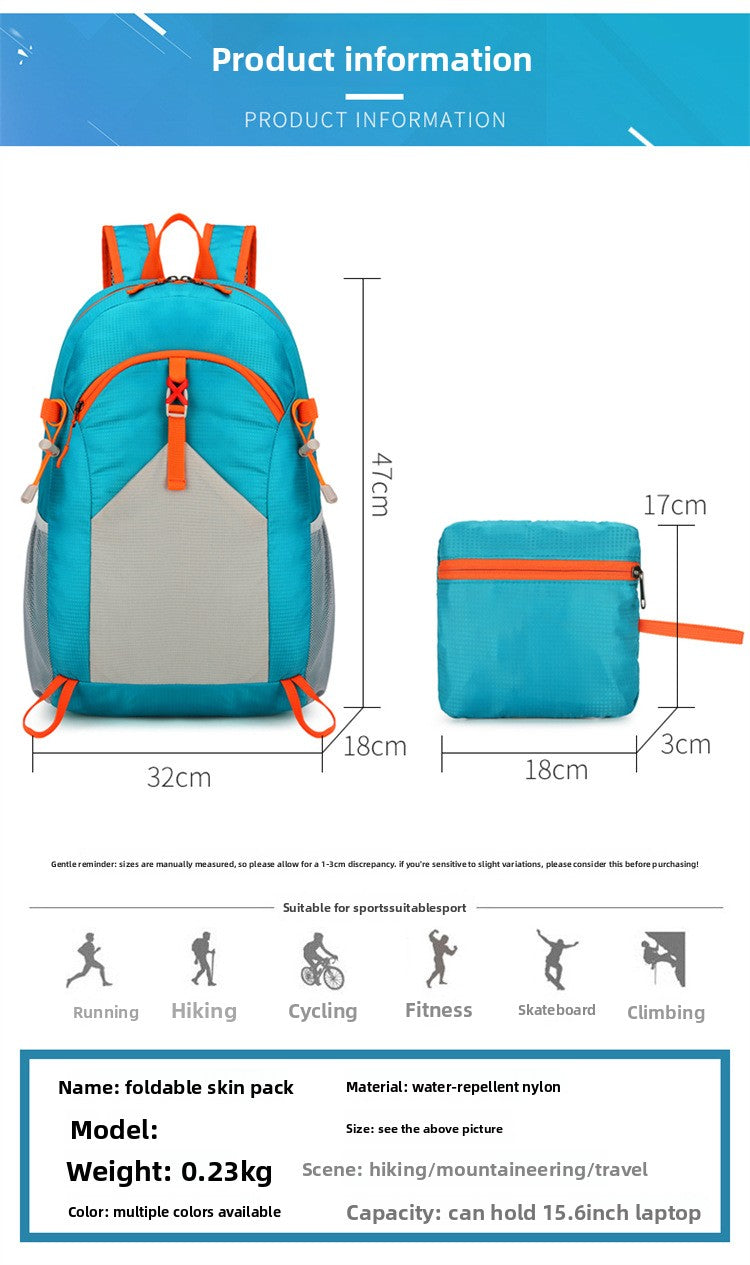 Solid Color Hiking Backpack In Durable Nylon Material, Wear-Resistant Design For Unisex Outdoor Adventures