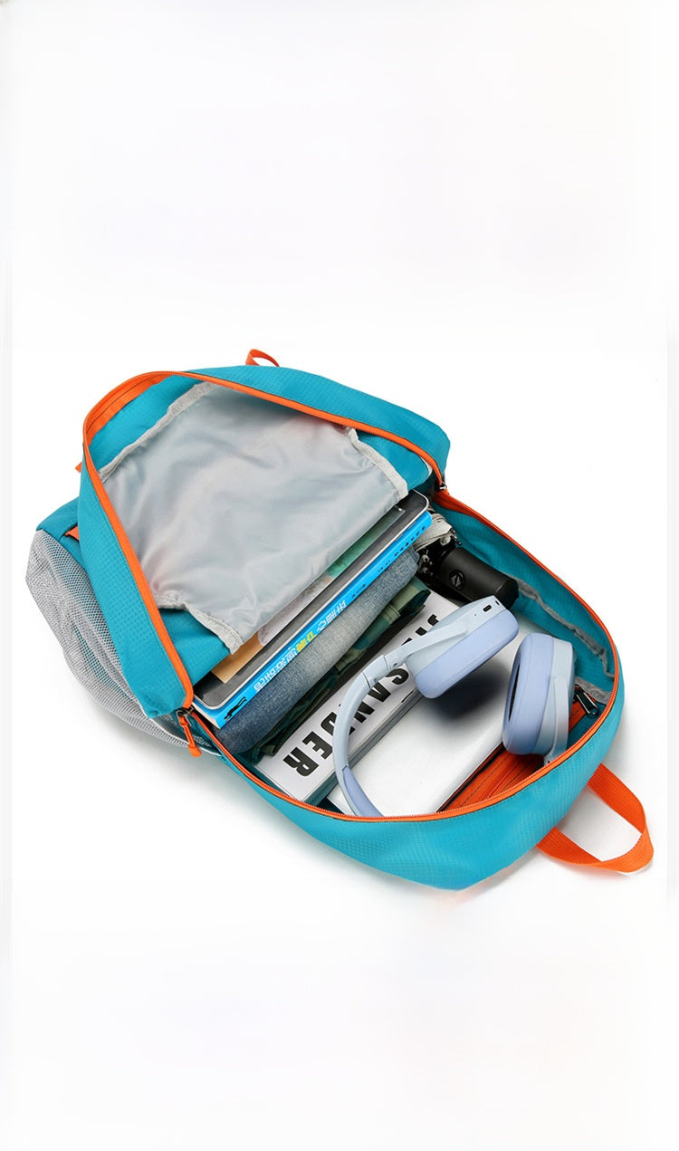 Solid Color Hiking Backpack In Durable Nylon Material, Wear-Resistant Design For Unisex Outdoor Adventures