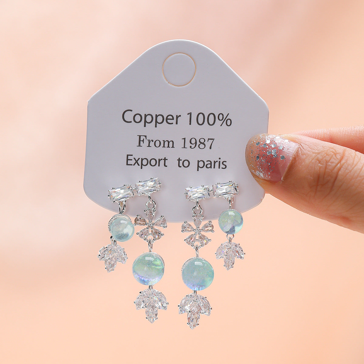 Real Gold Plated Copper Flowers Tassel Earrings With 925 Sterling Silver Studs For Women