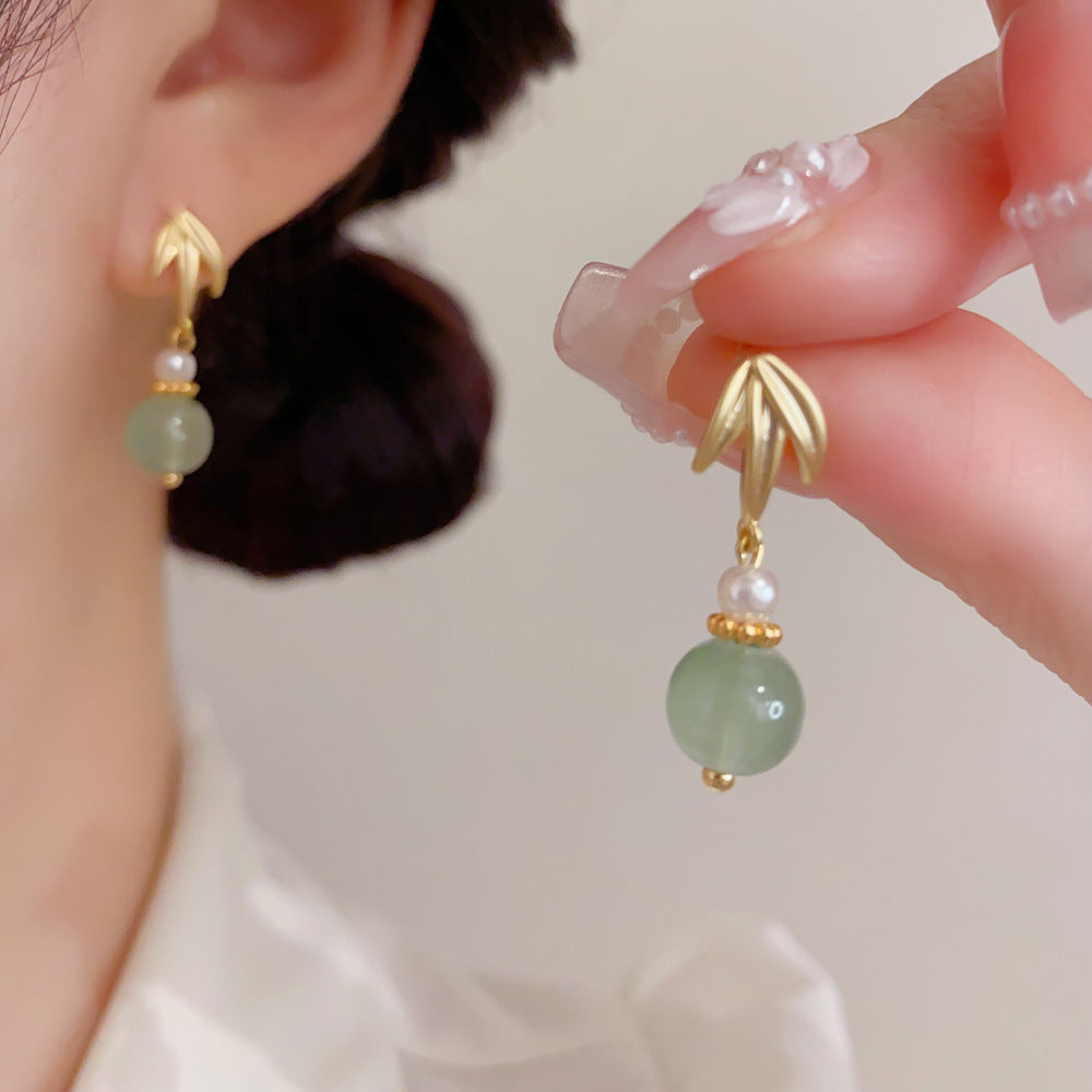 Leaves Drop Earrings For Women With Copper Ear Pins In Simple Style, Real Gold Plated