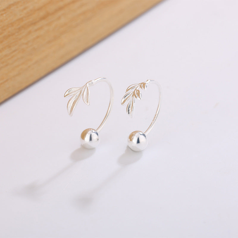 Asymmetrical Leaves Earrings For Women, Retro Style Stud Earrings Electroplated With Copper Material