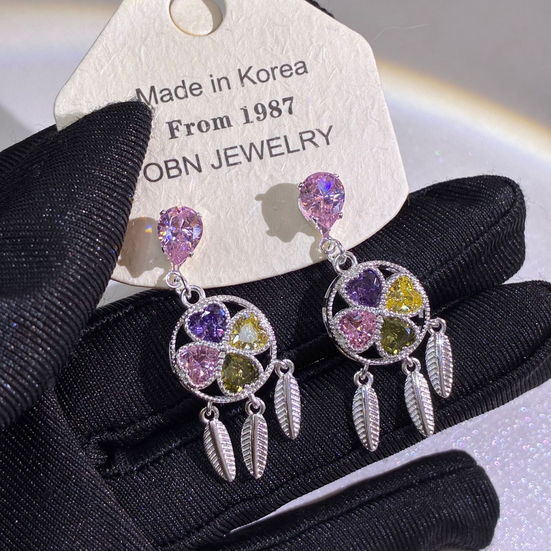 Dreamcatcher Drop Earrings For Women In Copper With Zircon Inlay, Featuring Sweet Style