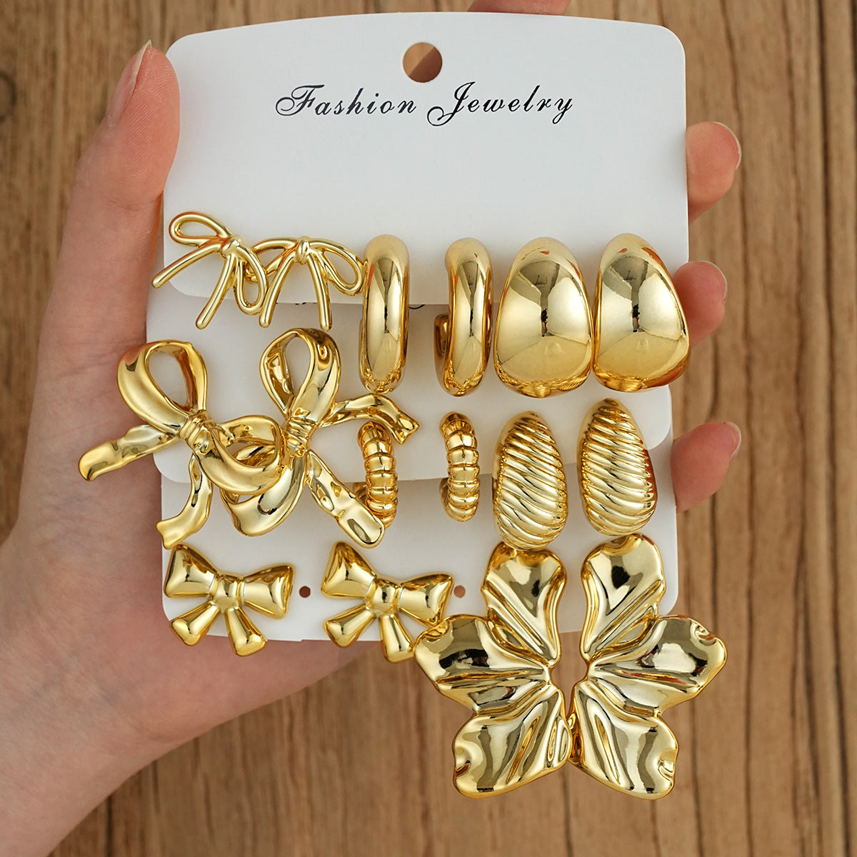 Bow Tie Earrings For Women In Gold, 8 Pieces Featuring 304 Stainless Steel Alloy Ear Pins