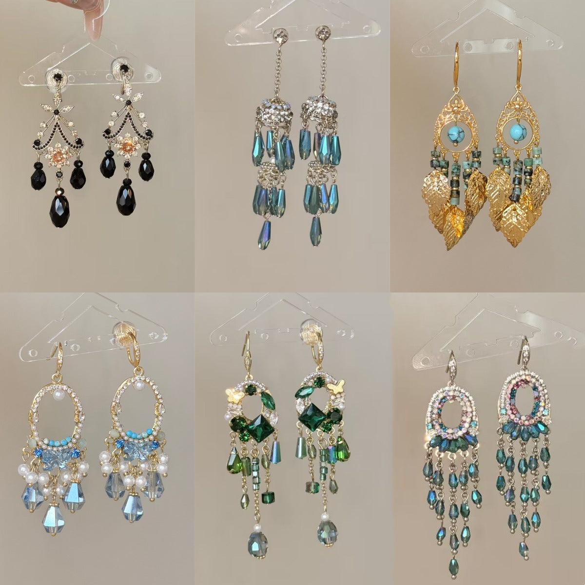 Ethnic Bohemian Earrings For Women With Green Tassel Craft And Labradorite Inlay Made From Alloy