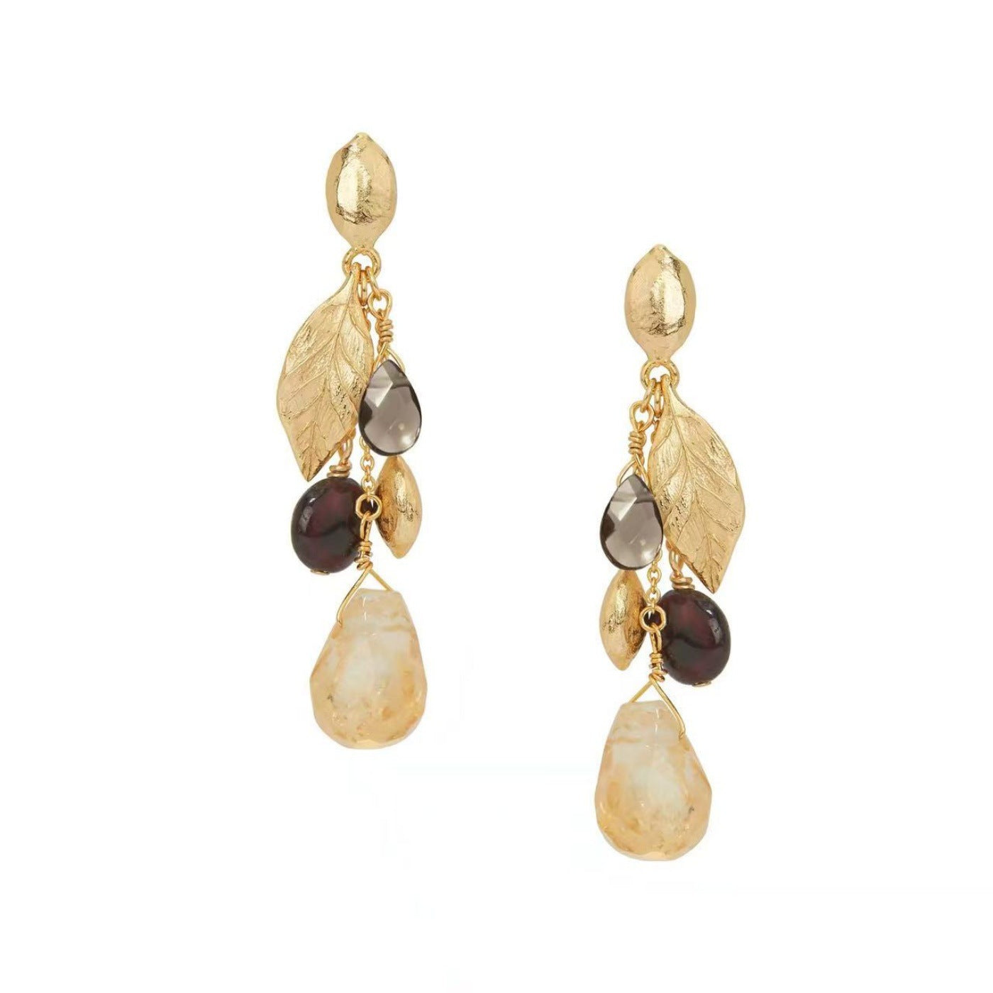 Lemon Carving Earrings In Copper Alloy With 925 Sterling Silver Studs, Retro Style For Women