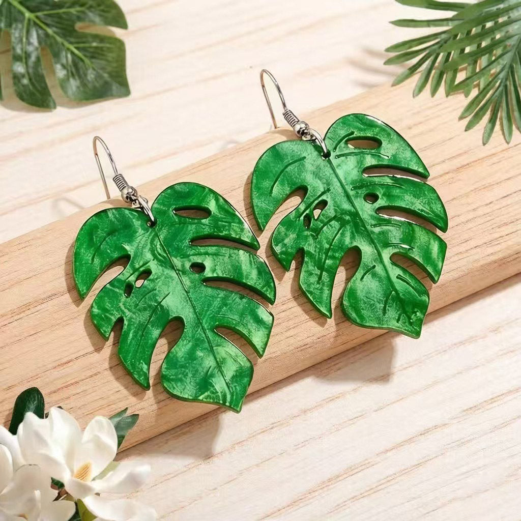 Cute Banana Tree Acrylic Drop Earrings For Women In Colour