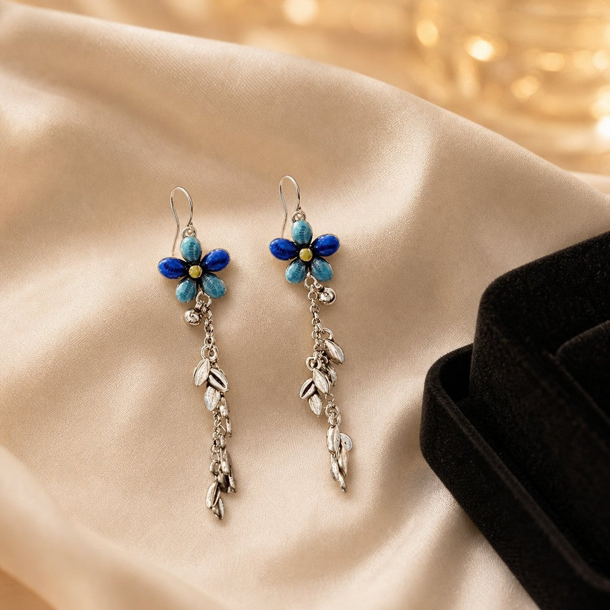 Ethnic Style Flowers Ear Hook Earrings For Unisex Featuring Enamel Craft In Colour Alloy Material