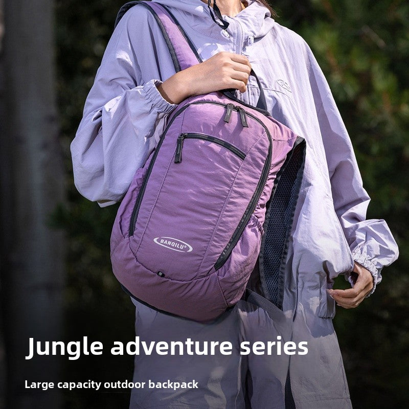 Color Block Hiking Backpack Made Of Nylon With Breathable Design, Unisex, Ideal For Summer Hiking And Trekking