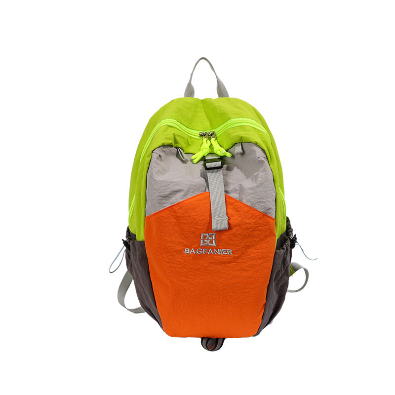Color Block Nylon Hiking Backpack, Lightweight And Durable, Suitable For Summer, Fits 14 Inch Devices