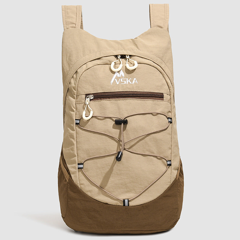 Color Block Lightweight Hiking Backpack In Nylon For Unisex Use, Ideal For Summer Outdoor Activities