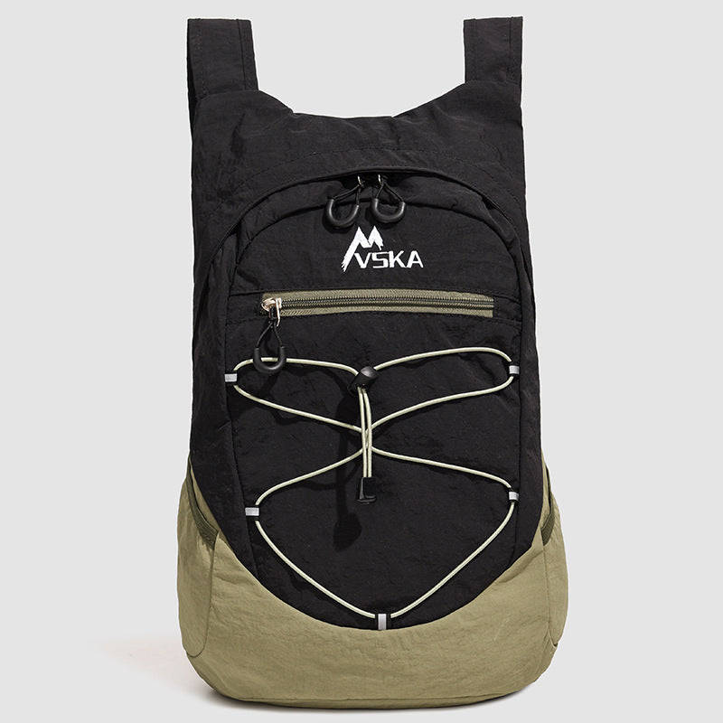 Color Block Hiking Backpack In Breathable Nylon Material, Unisex Design, Suitable For Spring Hiking And Trekking