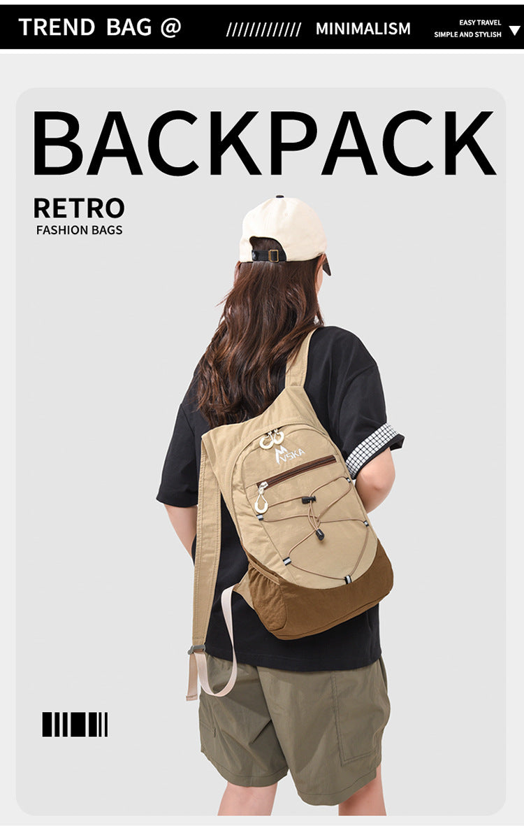 Color Block Hiking Backpack In Breathable Nylon Material, Unisex Design, Suitable For Spring Hiking And Trekking