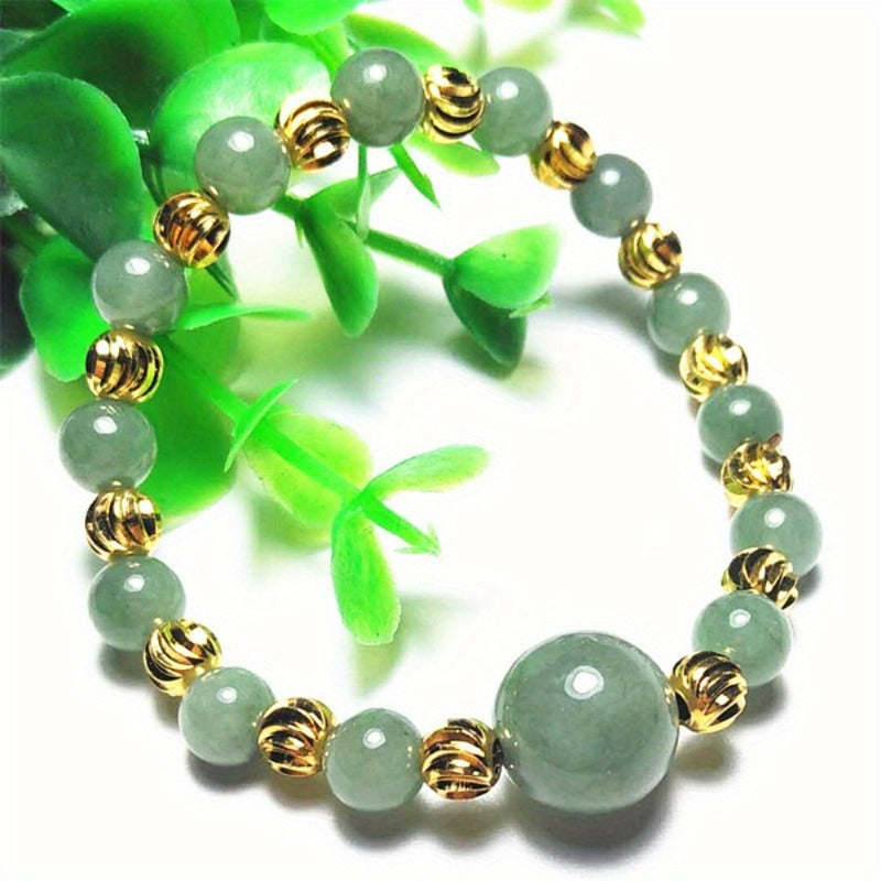 Geometric Braid Green Natural Stone Bracelet In Simple Style For Unisex Featuring Natural Stone Inlay