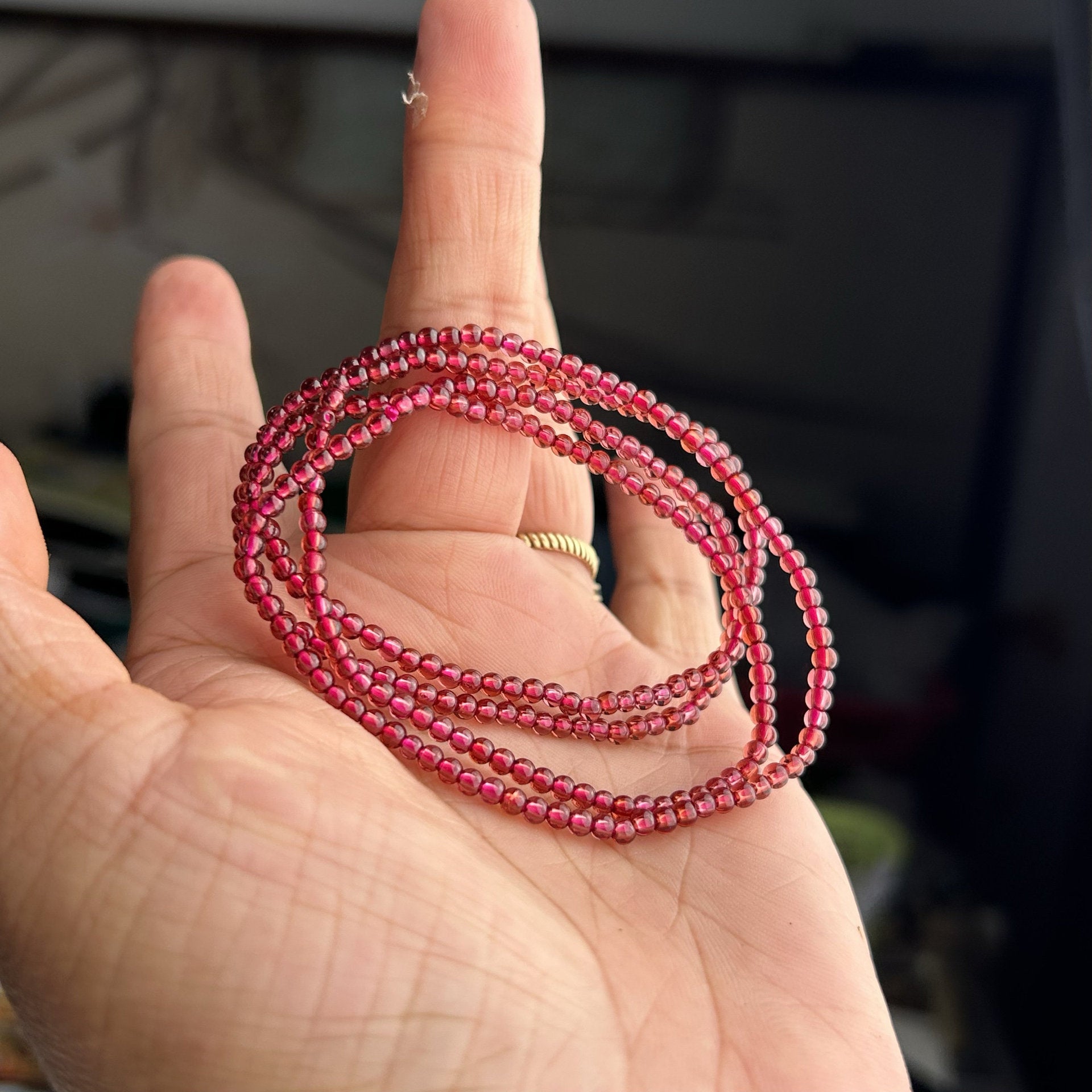 Ethnic Style Women's Bracelet Featuring Natural Stone And Garnet Inlay In Champagne, Perfect For Birthday Gifts