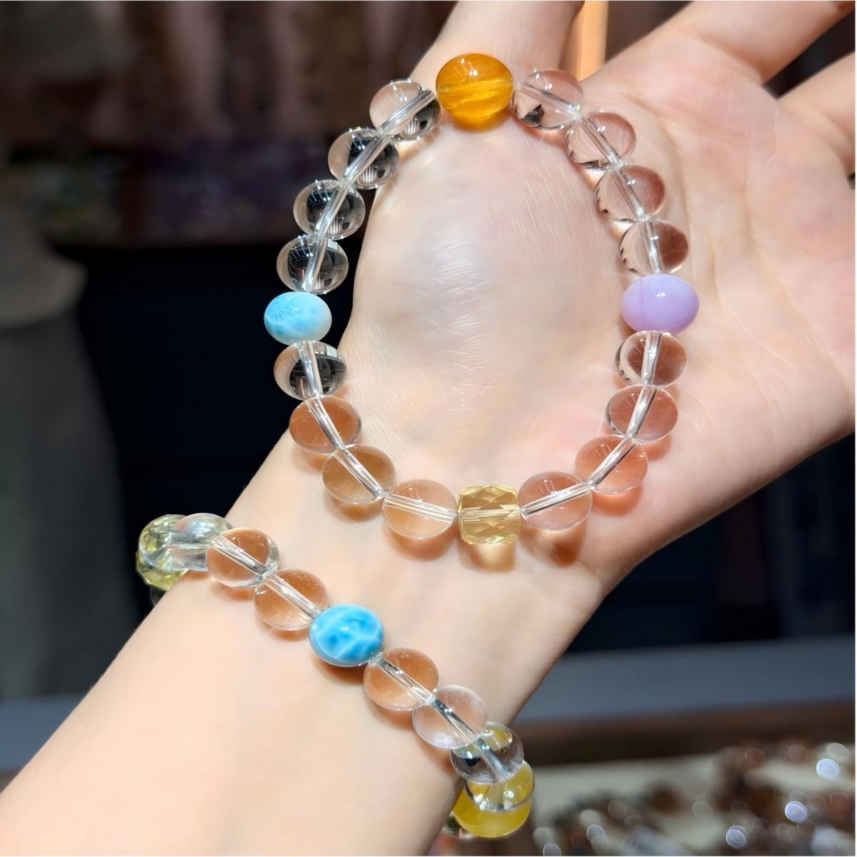 Ocean Pattern Beading Bracelet For Women With Transparent Crystal And White Crystal Inlay