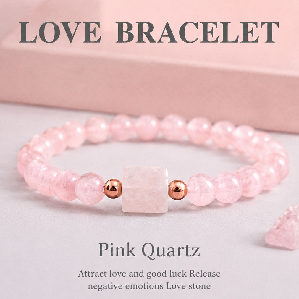 Geometric Beading Crystal Bracelet In Natural Pink For Unisex, Featuring Elastic String Chain