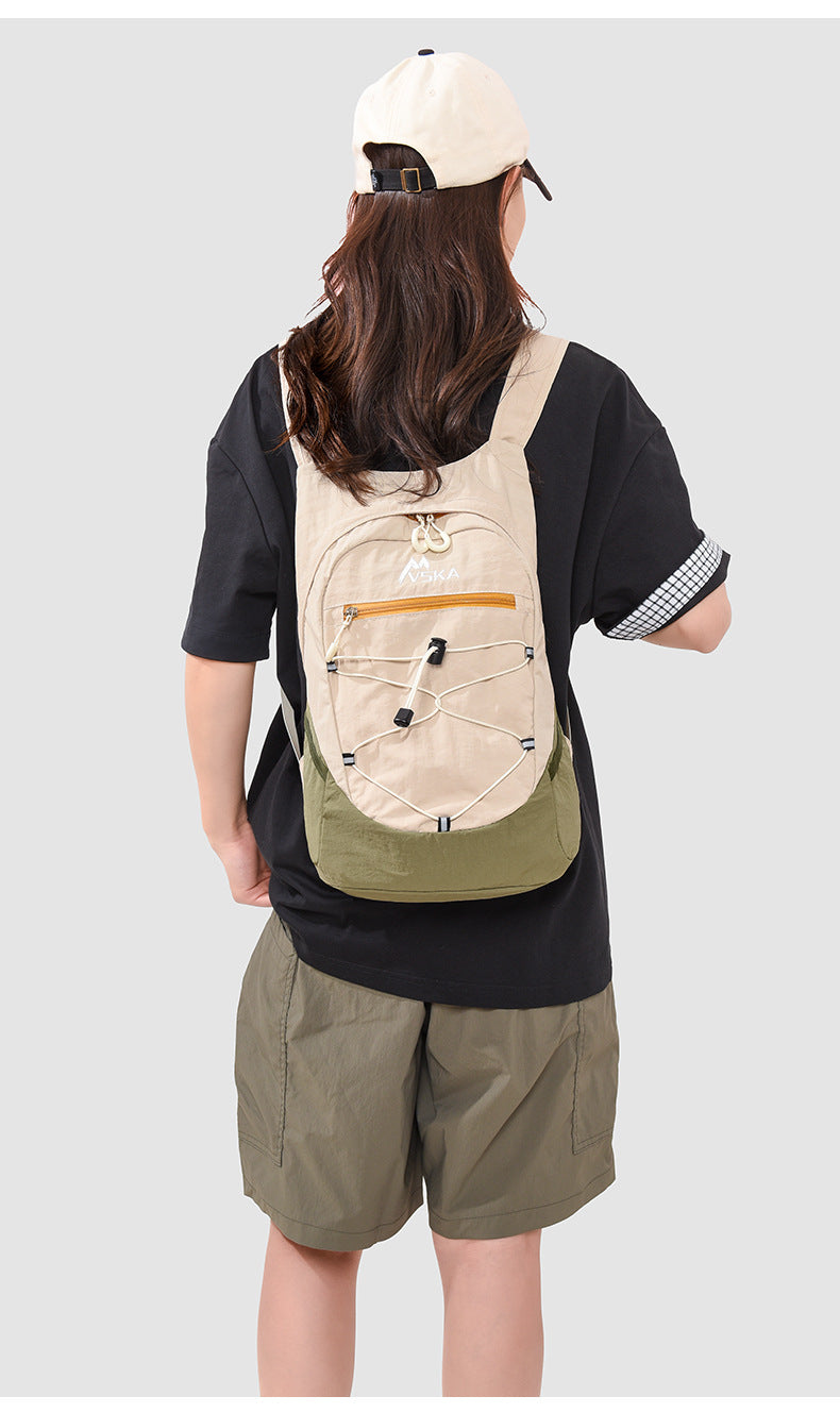 Color Block Lightweight Hiking Backpack In Nylon For Unisex Use, Ideal For Summer Outdoor Activities