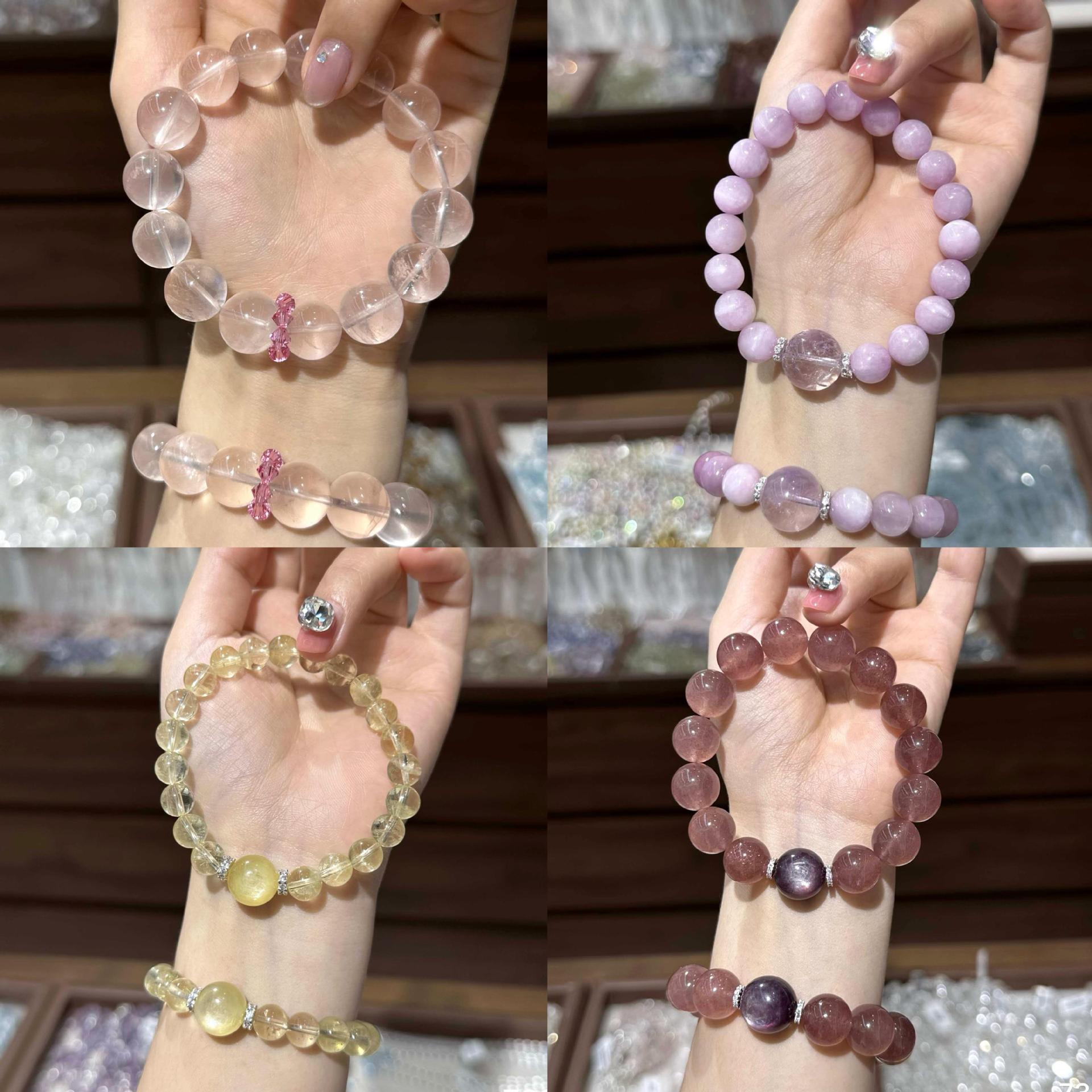 Handmade Crystal Bracelet For Women In Natural Pink, Perfect For Festival Occasions
