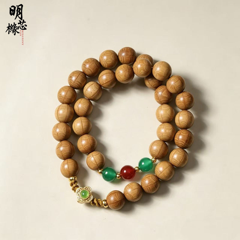 Ethnic Style Wooden Rosary With Flowers Featuring Beading Craftsmanship, Unisex Festival Hand String Accessory