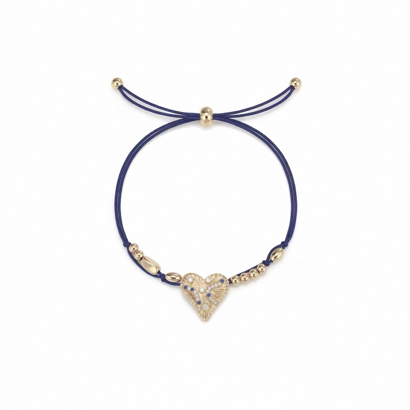 Heart Shape Brushed Copper Bracelet For Women With Golden Plated Finish And Rhinestone Inlay Featuring Slider Chain