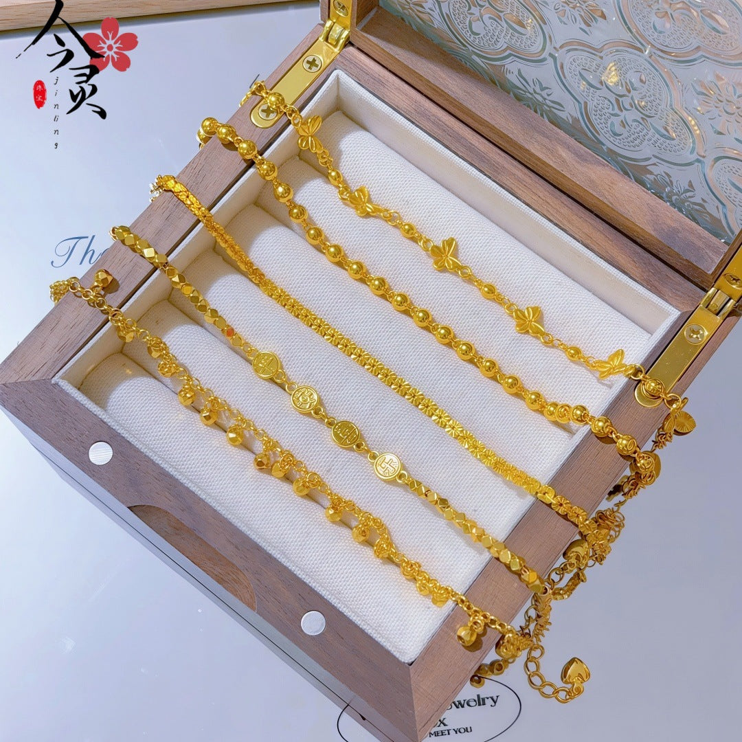 Butterfly Bracelet For Women Featuring Brass Chain Material With Golden Plated Electroplated Finish