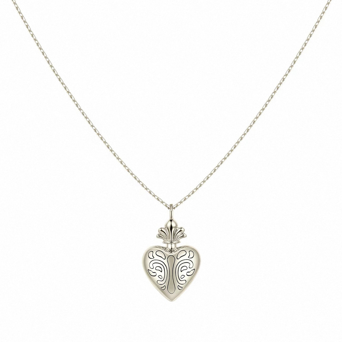 Heart Shape Carving Necklace For Women With Brass Chain, 18K Real Gold Plated Finish, And Copper Pendant