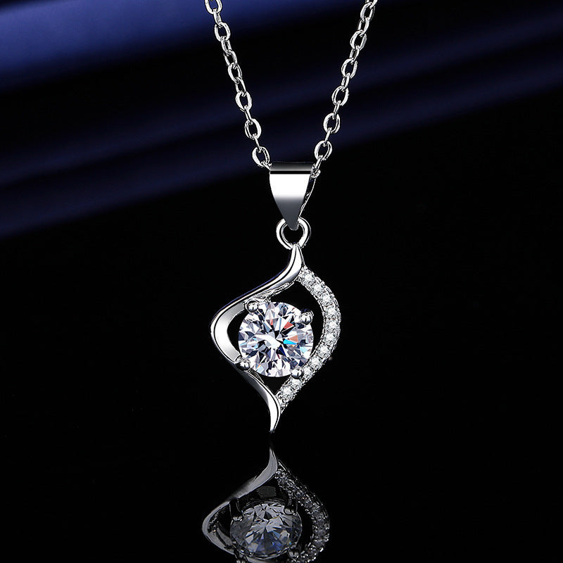 Heart Shape Pendant Necklace For Women In Copper With Zircon Inlay, Electroplated Finish, Featuring Cable Chain
