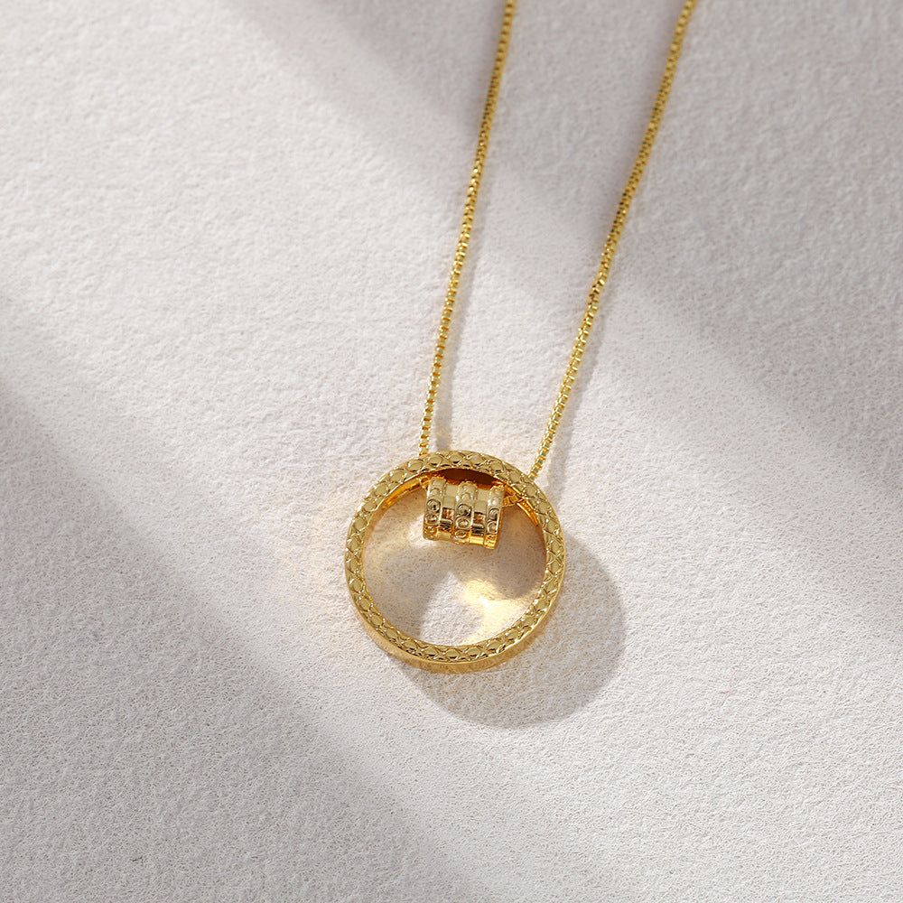 Luxurious Gold Double Ring Pendant Necklace For Women With Copper Alloy And Box Chain
