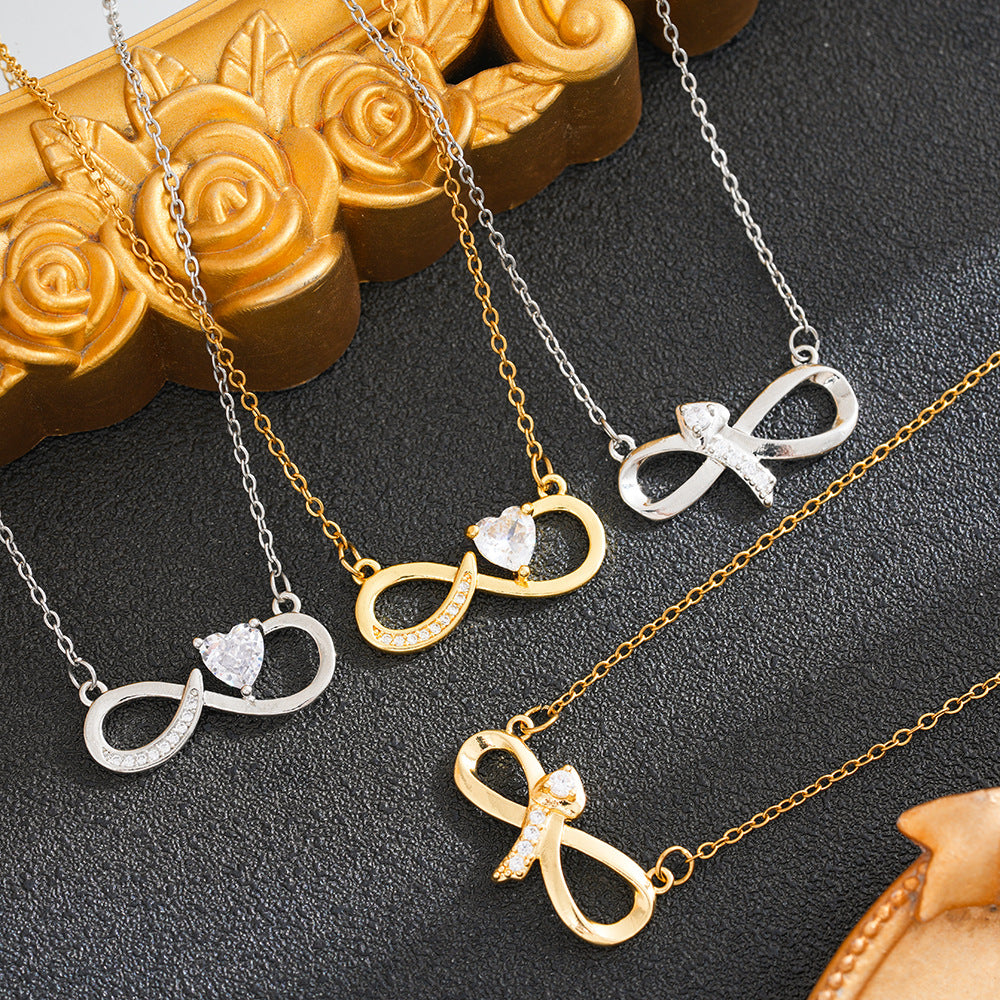 Heart Shape Necklace For Women In 18K Real Gold Plated Titanium Steel With Zircon Inlay And Cable Chain