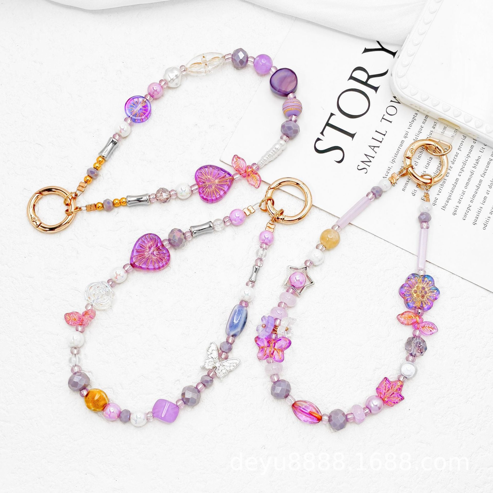 Lucky Heart Pendant Handmade With Beaded Chain, Original Design Jewelry Accessories In Plastic