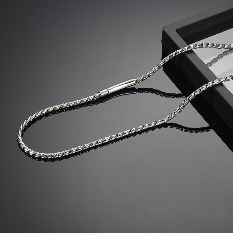 New Style Men's Fish Bone Necklace With 304 Stainless Steel Pendant And Waterproof Non Tarnish Foxtail Chain
