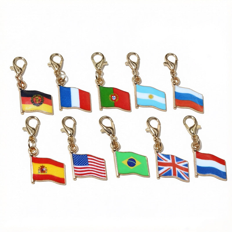 French Style National Flag Pendant With Enamel, Alloy Material, Lobster Clasp, Football World Cup Jewelry