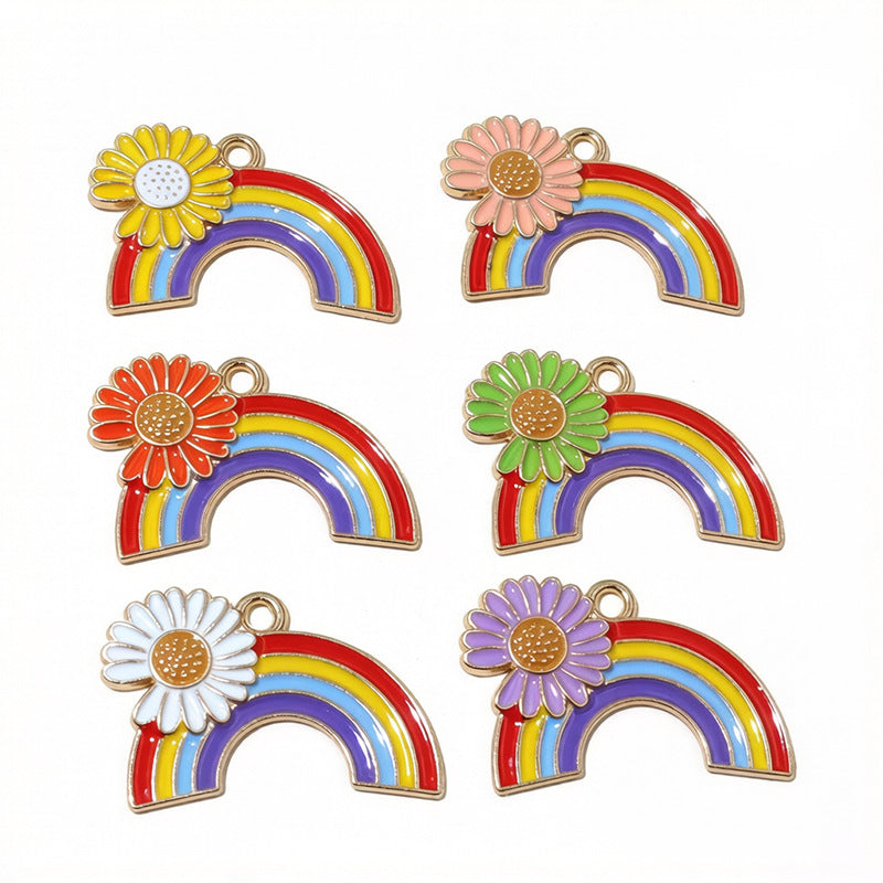 Flowers Alloy Pendant With Enamel Craft, French Style Jewelry Accessories In Colour