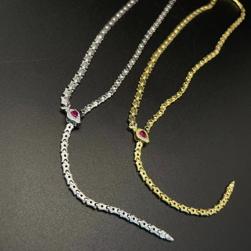 Gold Snake Necklace For Women Featuring 925 Sterling Silver Chain And Pendant With Snake Chain Design