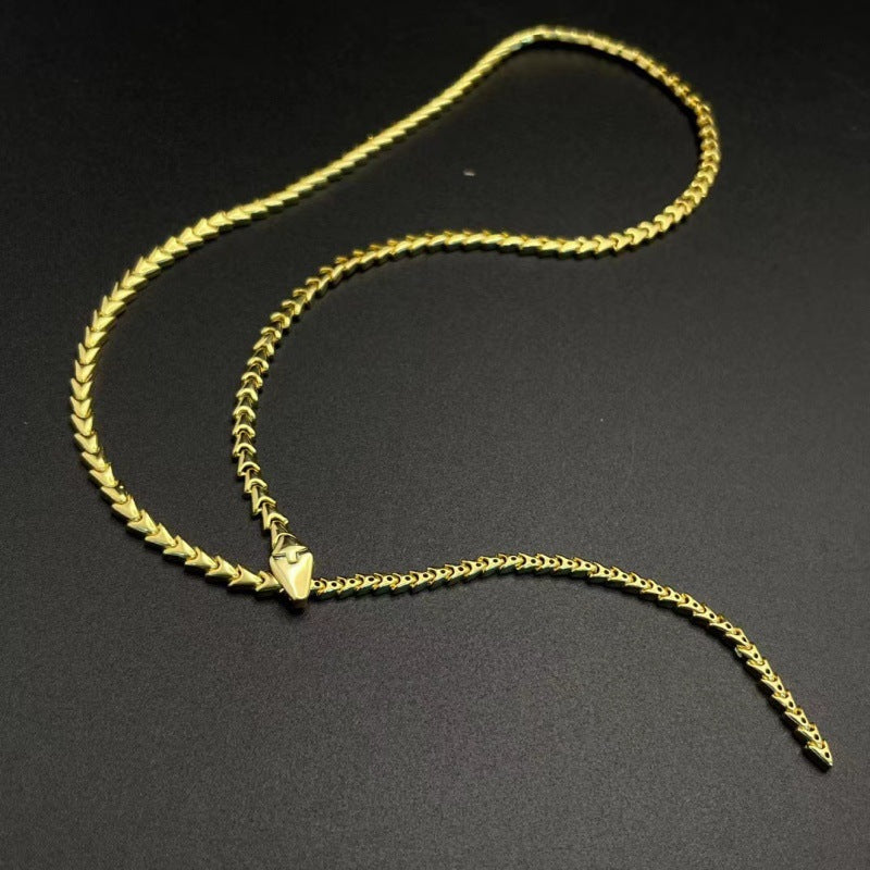 Gold Snake Necklace For Women Featuring 925 Sterling Silver Pendant On A Snake Chain