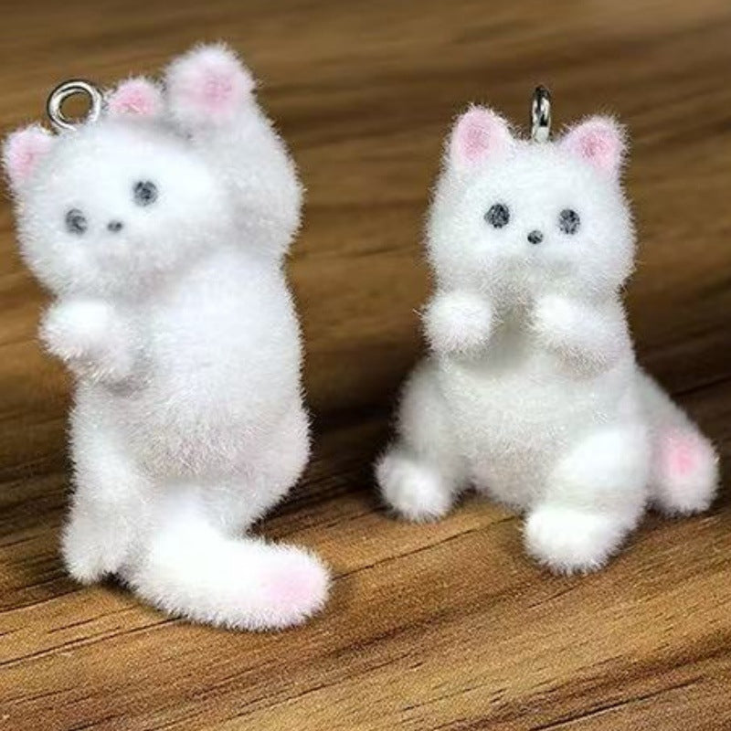 Cat Resin Pendant Featuring Flocking Craftsmanship In Cartoon Style Jewelry Accessories